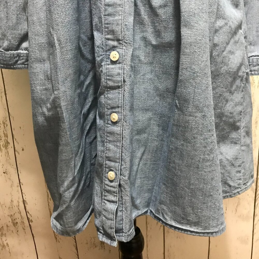 J. Crew Denim Dress Long Sleeve Babydoll Button front cotton Chambray size 00 - Picture 2 of 12